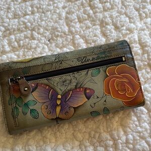 Anuschka Women's Floral Butterfly Wallet - Green